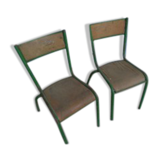 Lot de chaises en métal et bois