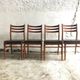 Lot de 4 chaises bois et simili cuir noir, chaise scandinave, chaise bois