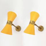 Pair of Italian Diabolo wall lights, 1950s design.