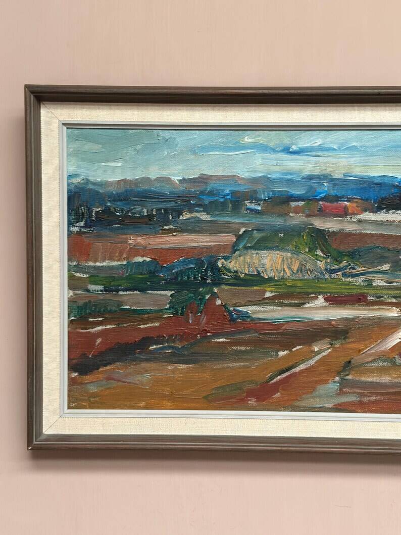 Original Swedish Oil on Canvas – “Landscape” by Jerzy Luczak‑Szewczyk (1923–1975)