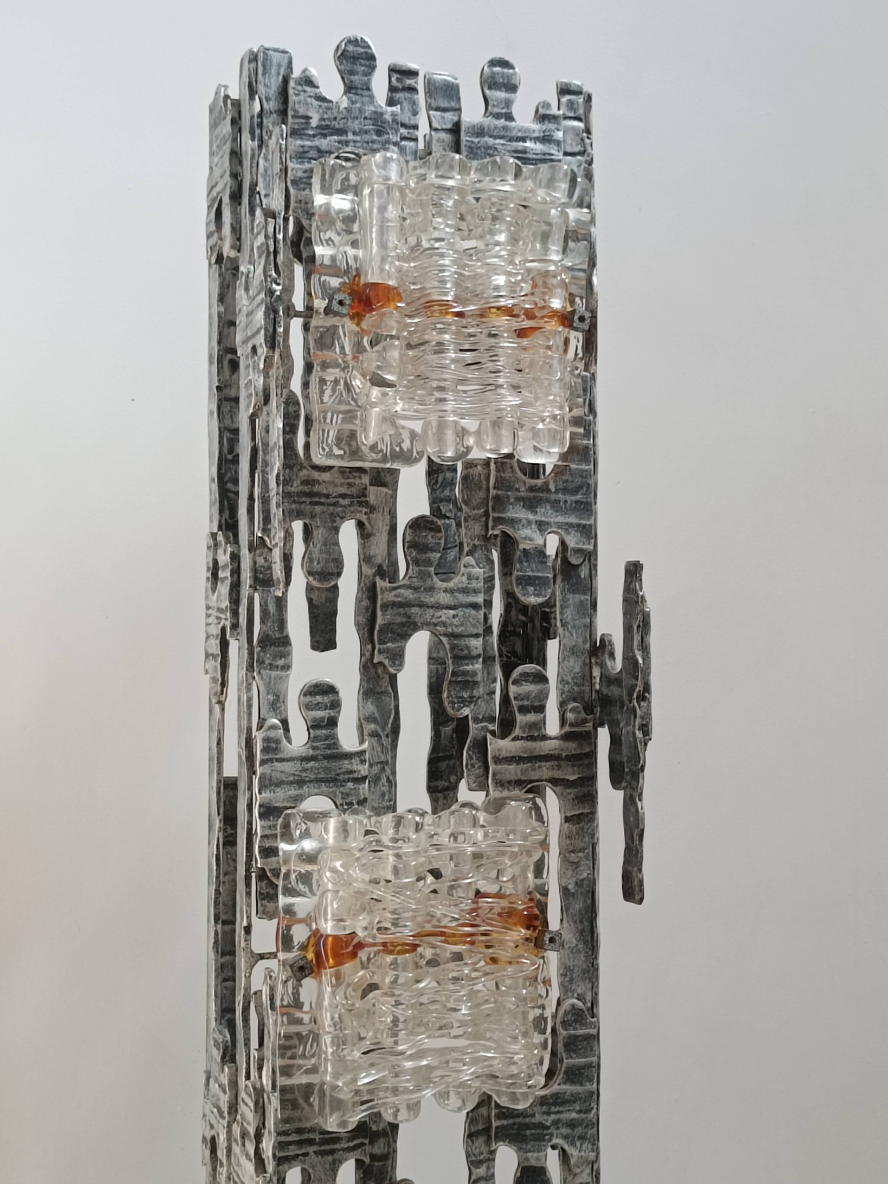 Brutalist sculptural floor lamp by Albano Poli for Poliarte 1970s