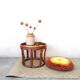 Table tabouret en rotin et verre vintage