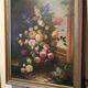 Grand tableau - huile sur toile - vase de fleurs - signé Arcangelo Monzio Compagnoni