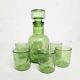 Service à orangeade en verre bullé vert — carafe et 6 verres