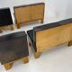 Leather & Oak Wood Modular Sofa and Chairs, 1970's