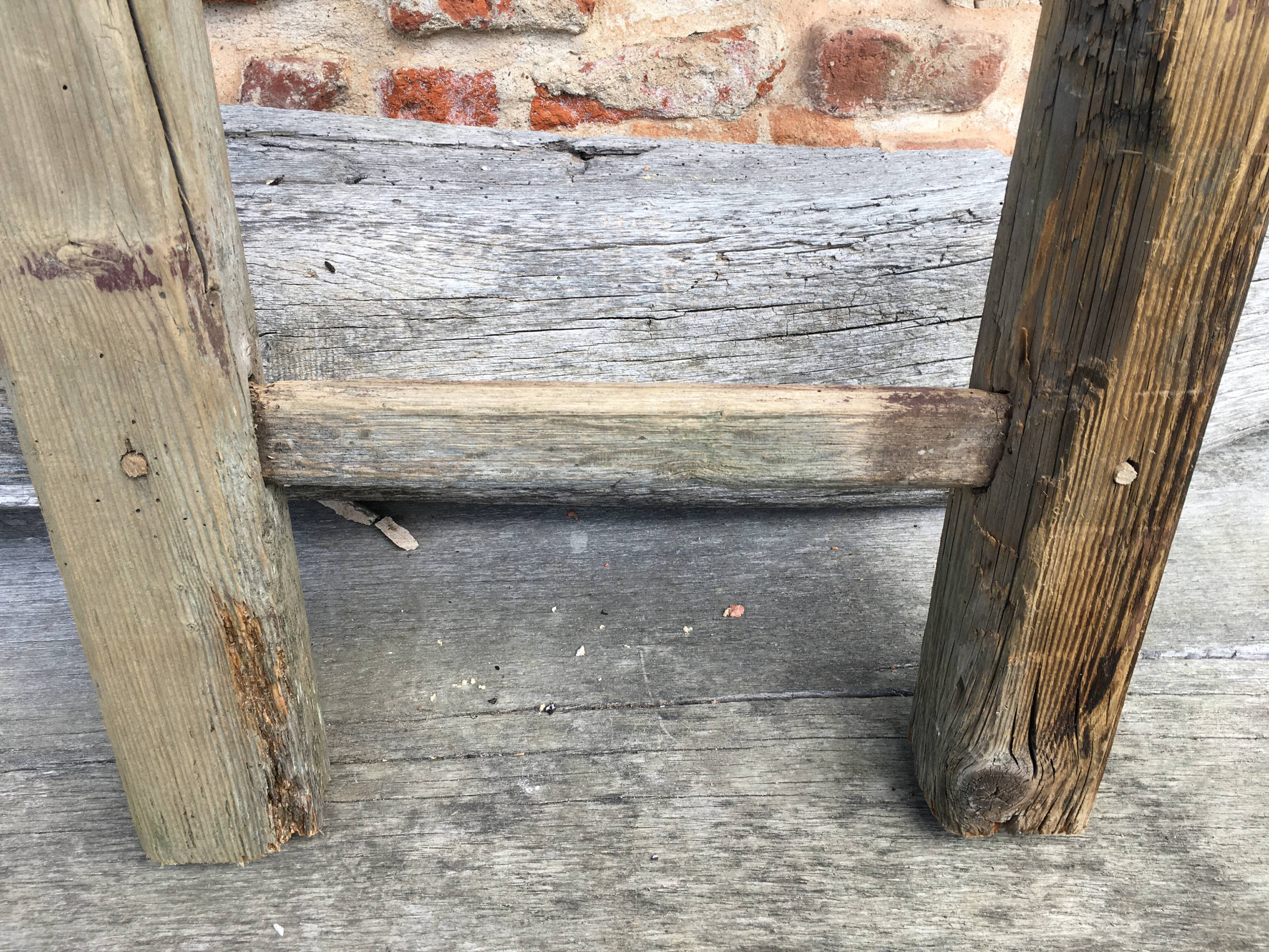 Raw wood farm ladder