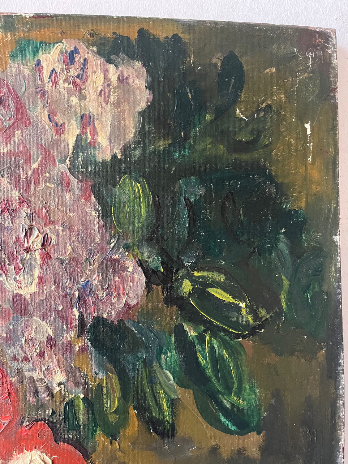 Bouquet of flowers on an entablature, signed