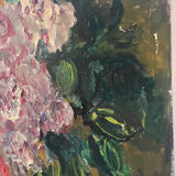 Bouquet of flowers on an entablature, signed