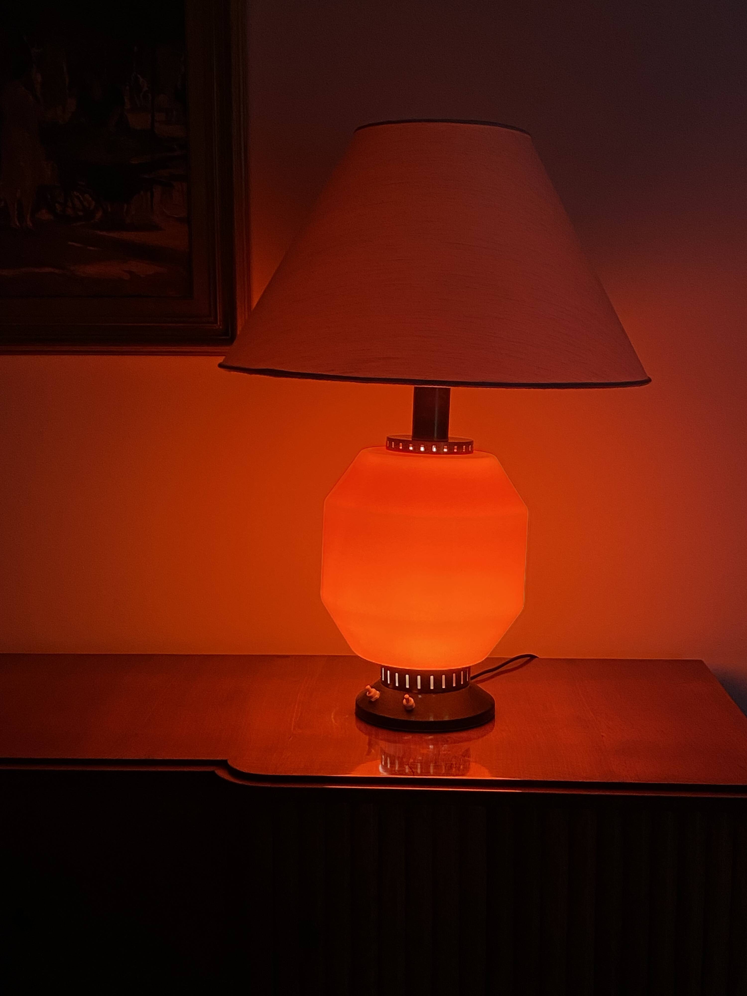 Space Age orange glass table lamp base, Italy 1960s