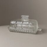 Clear glass butter dish, vintage Art Deco, 1940s Italy - timeless tableware