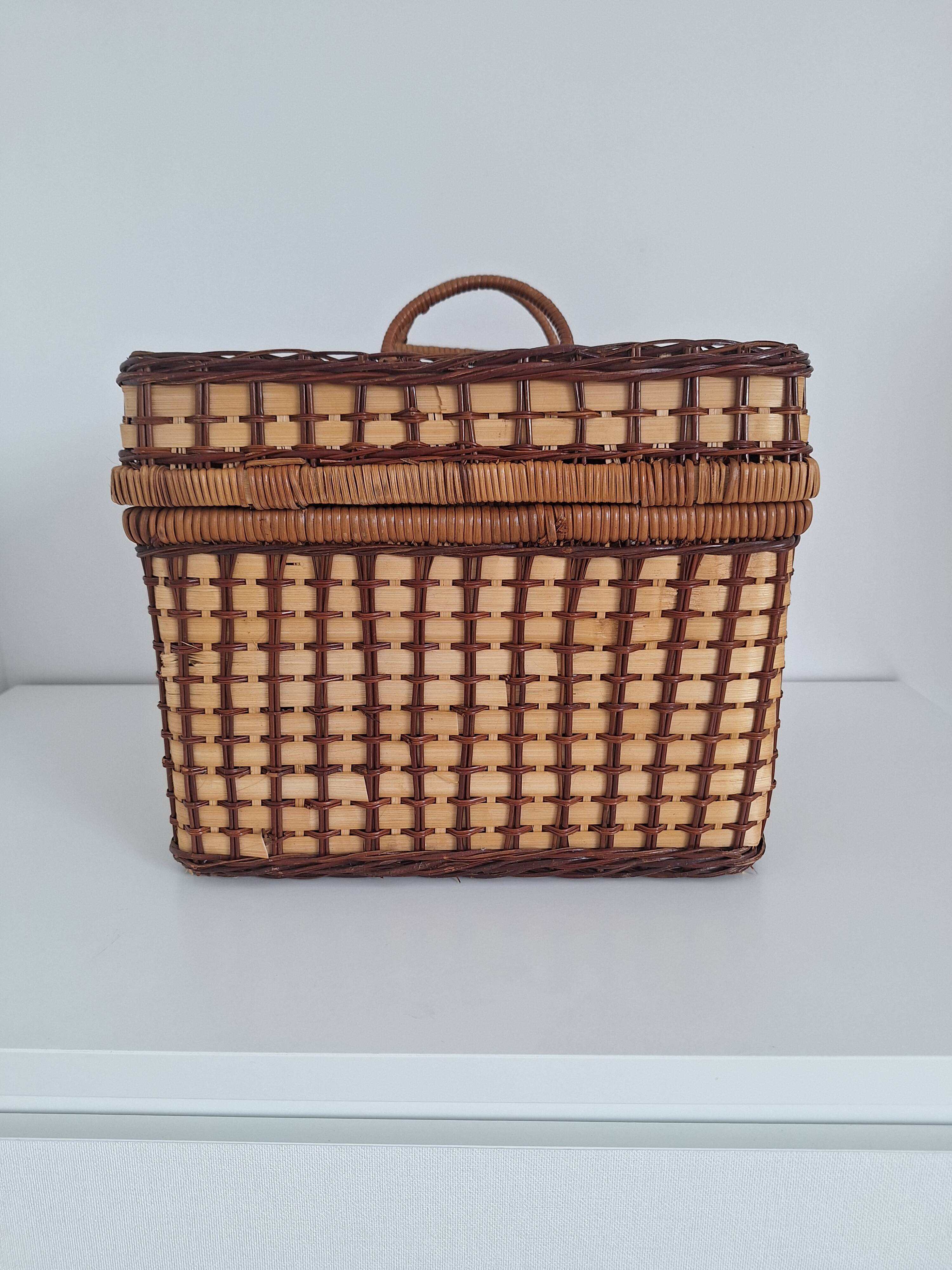 Vintage wicker suitcase