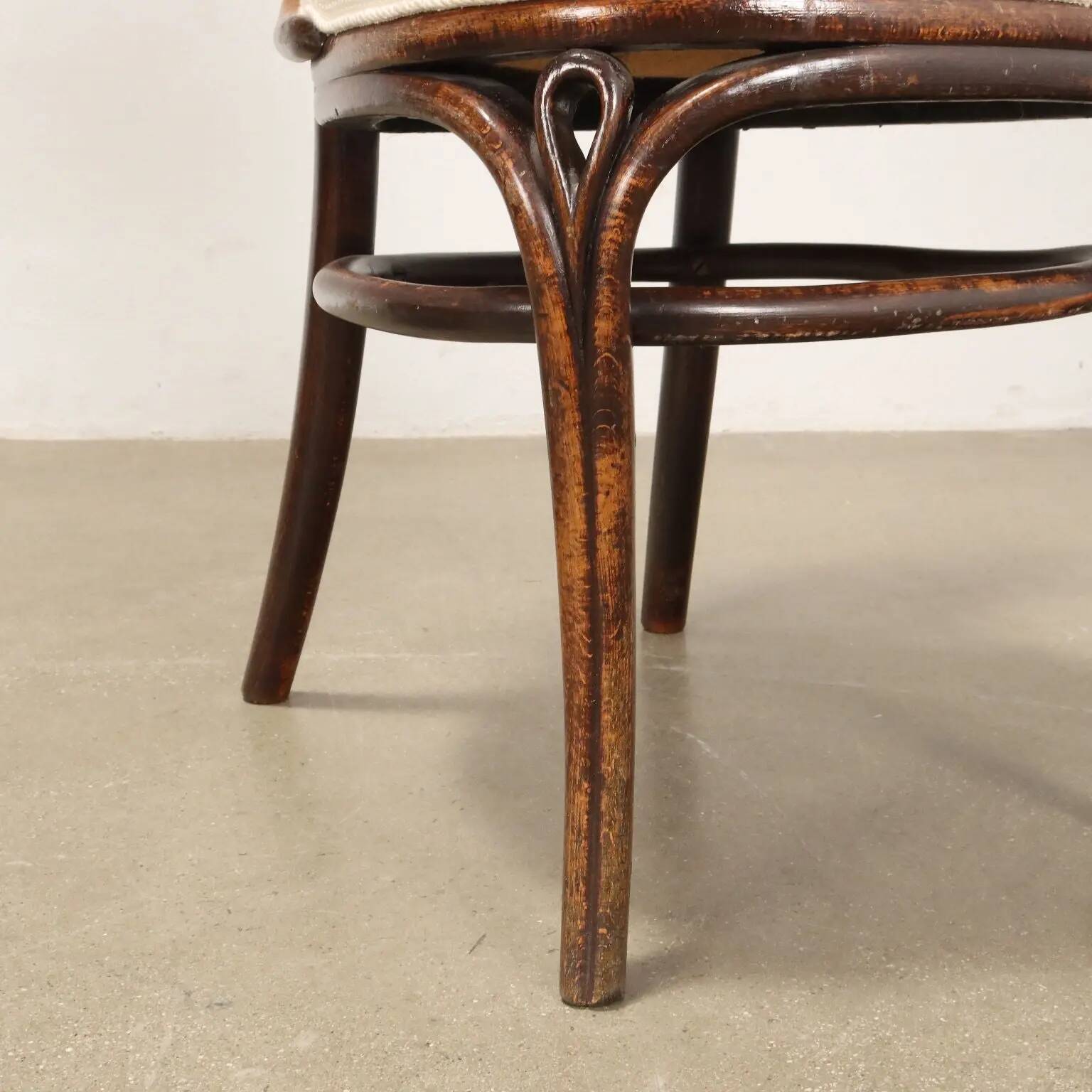Pair of antique Thonet chairs no. 6 in beech and fabric, Vienna, Austria, 19th century.