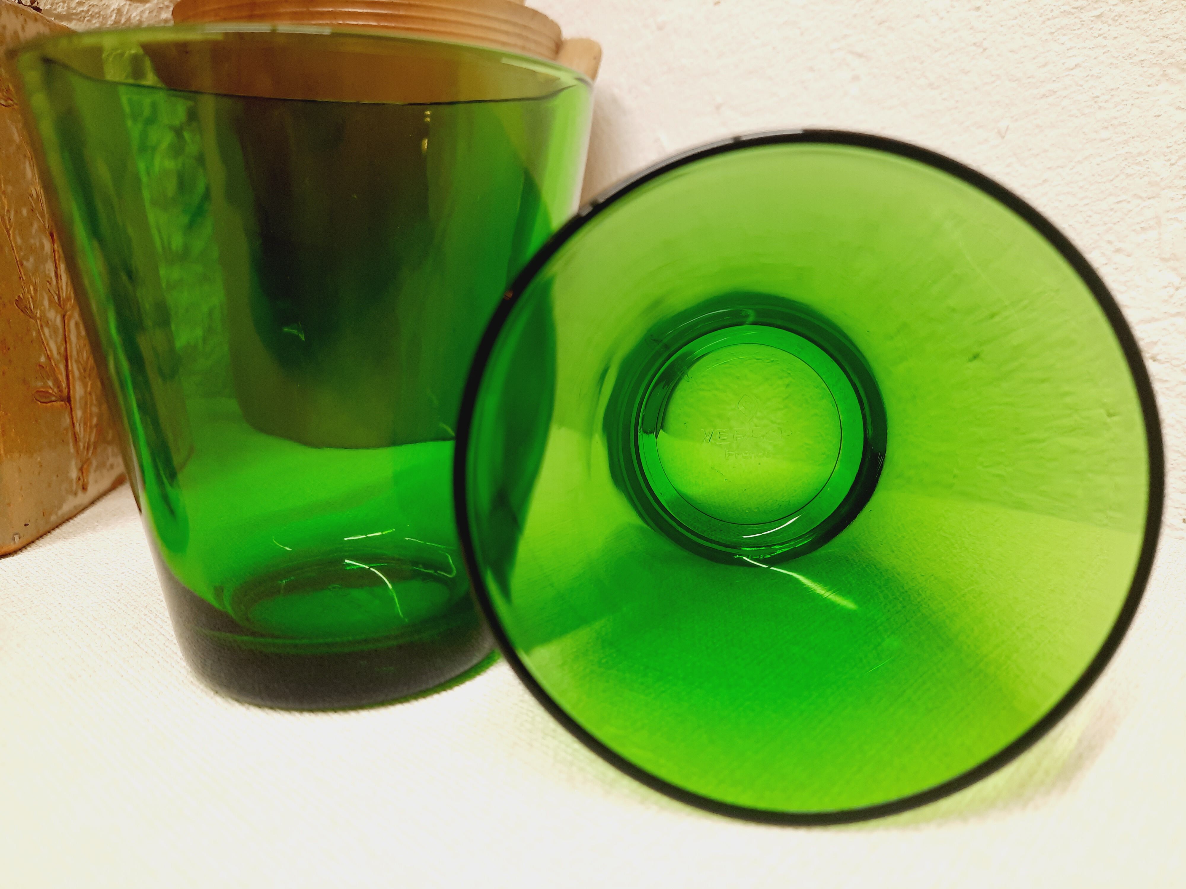 Set 6 green Vereco glasses