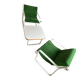 2 fauteuils verts + table basse moderniste