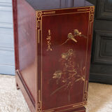 Chinese furniture XXth Red lacquer Decor of branches and birds