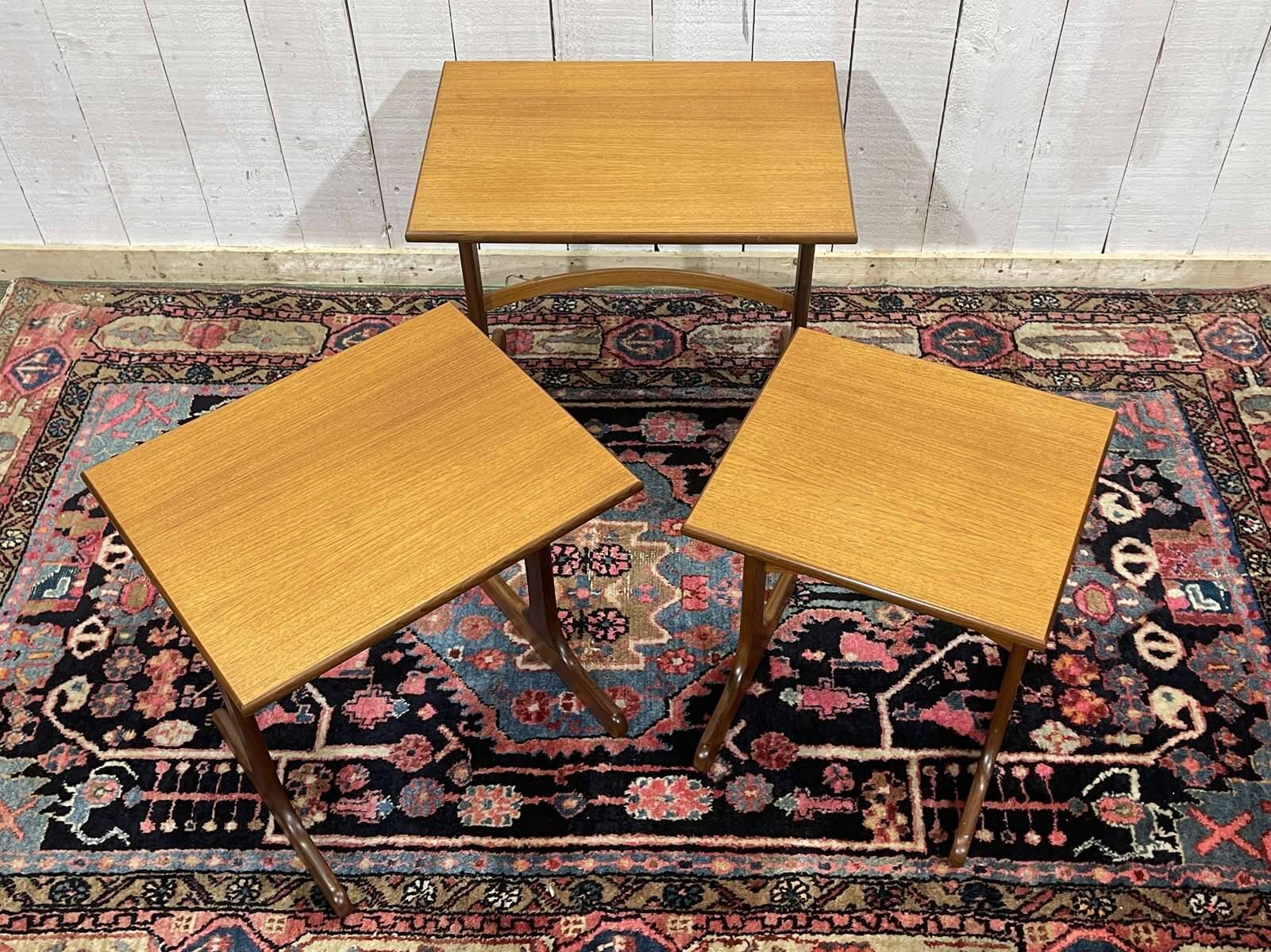 Set of 3 nesting tables GPLAN in teak from the 1970s.