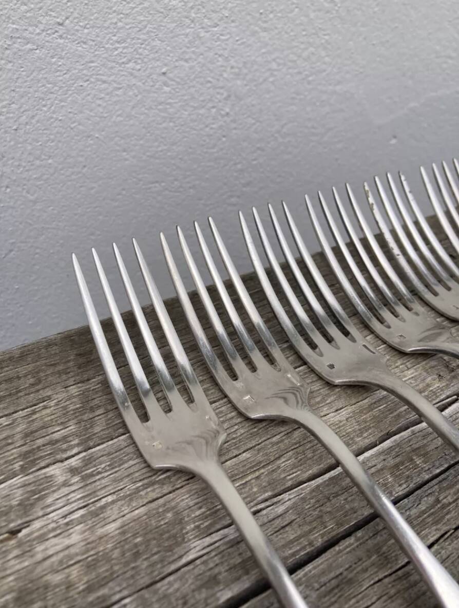 6 Christofle forks in silver metal Christofle model Fidélio Baguette