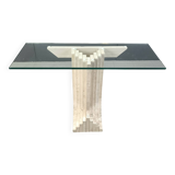 Vintage travertine console table in the manner of Carlo Scarpa , 1970s