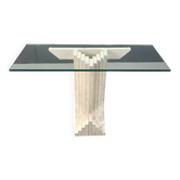 Console vintage en travertin façon Carlo Scarpa, années 1970