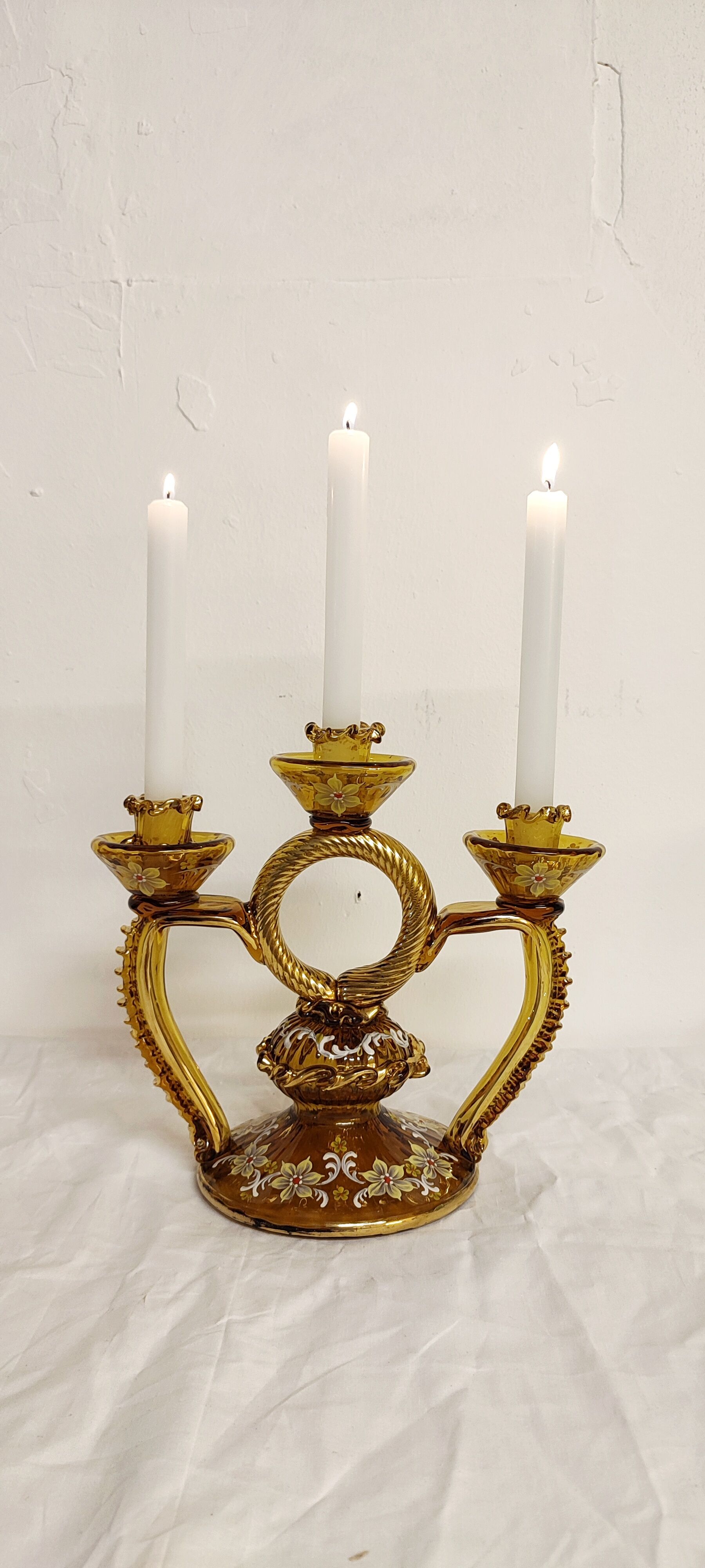 Hand-painted crystal chandelier. Italy, 1940s.