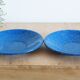 Set of 4 blue enamelled metal plates