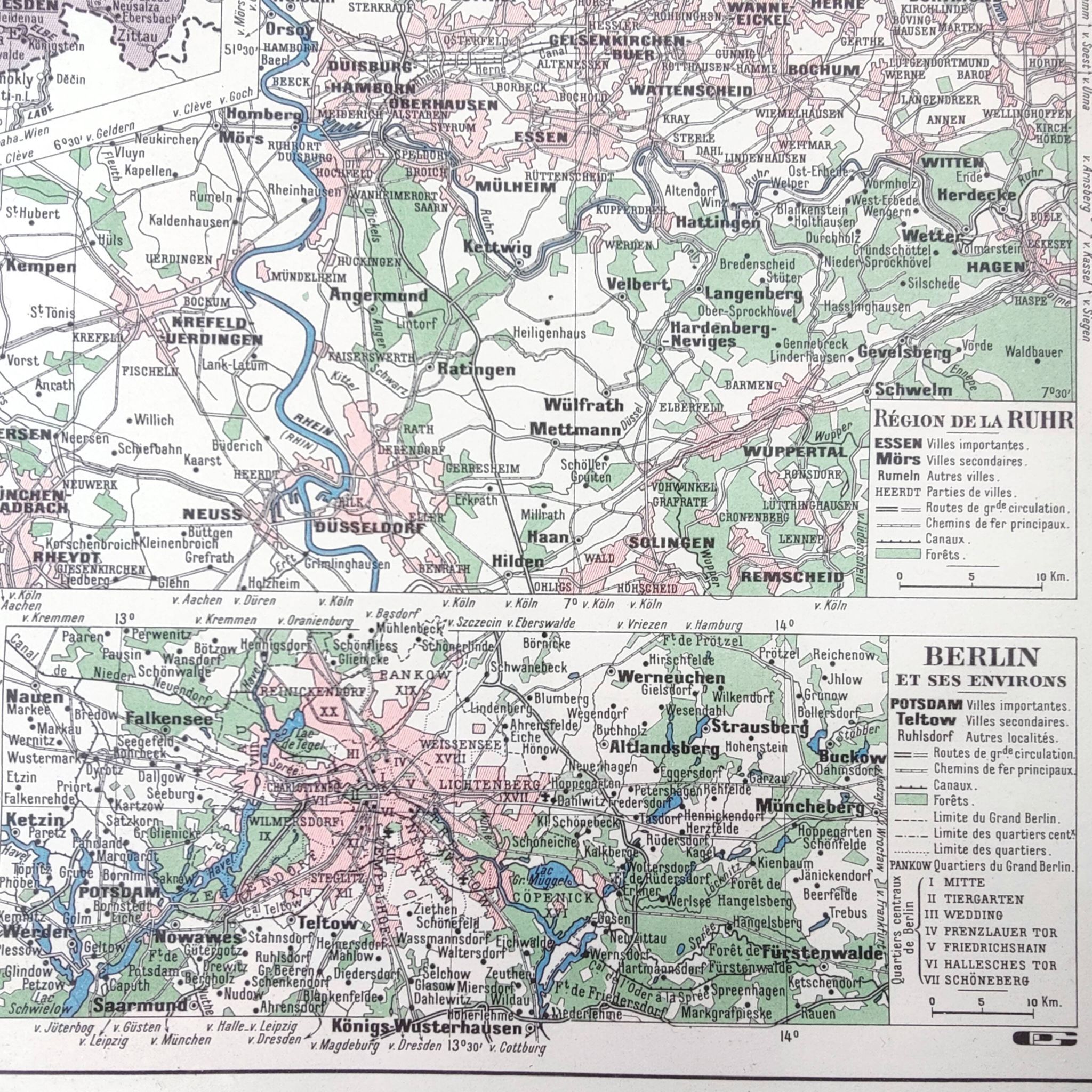 Old map of Germany 43x43cm from 1950