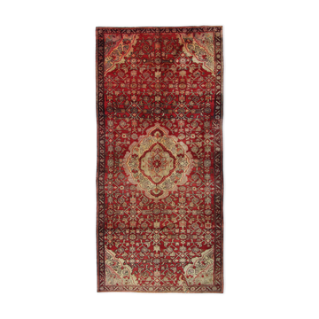 Tapis rouge crème floral design runner fait main tapis en laine orientale 130x273cm