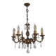 French Mid Century Bronze 6 Light Chandelier With Crystal Droplets 5491