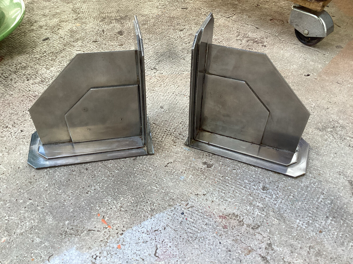 Pair of vintage industrial style metal bookends