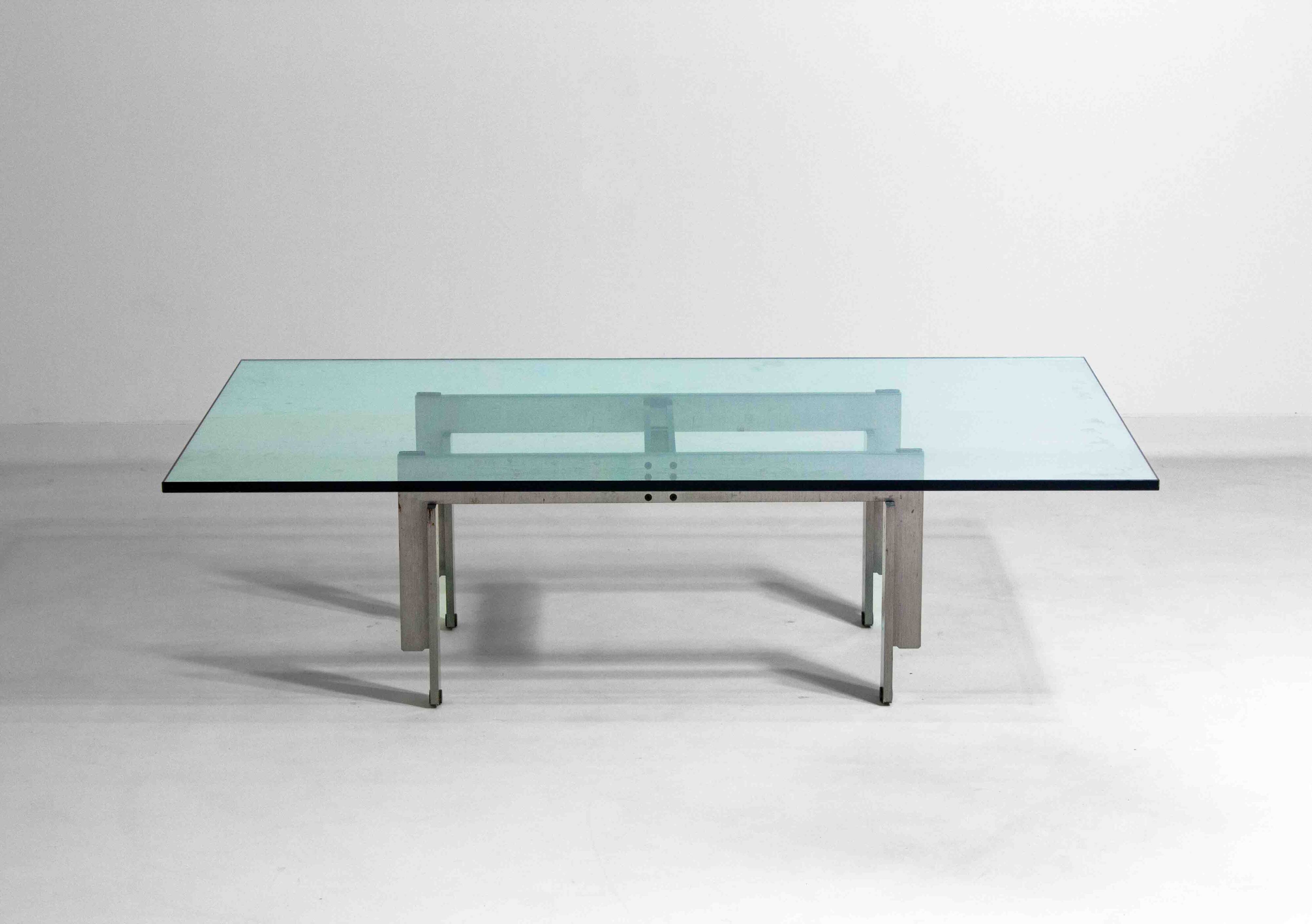 'Florian' coffee table in steel by Carlo Scarpa
