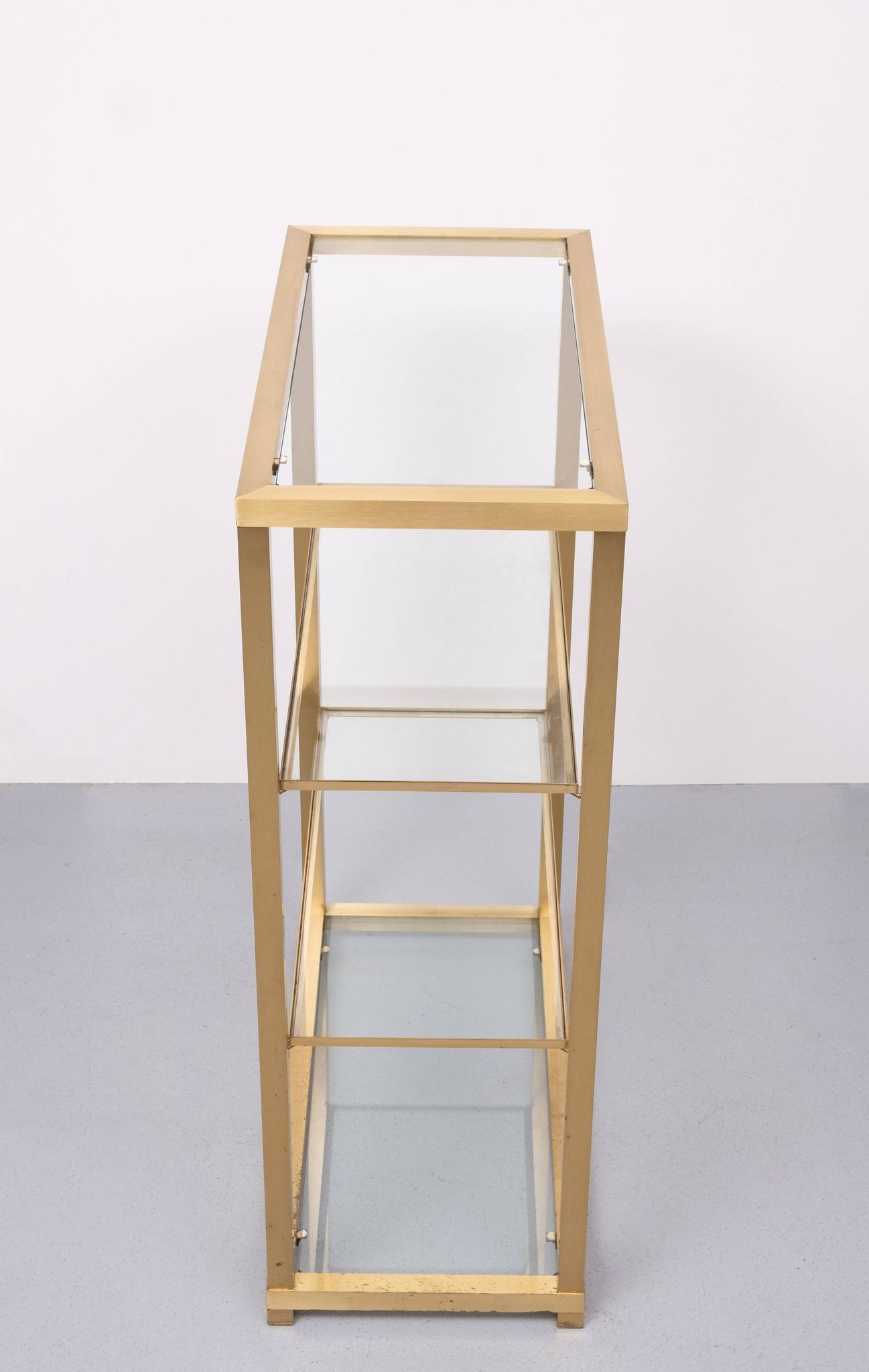 Brass and Glass Etagere or bookcase . Italy 1970s