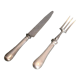 Cutting service XIXth sleeves silver metal with guilloche knife decoration