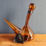 Vintage Amber Glass Wine Carafe - Artisan Decanter in Porron Style