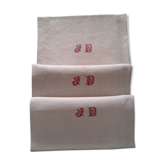 Set 3 tea towels linen