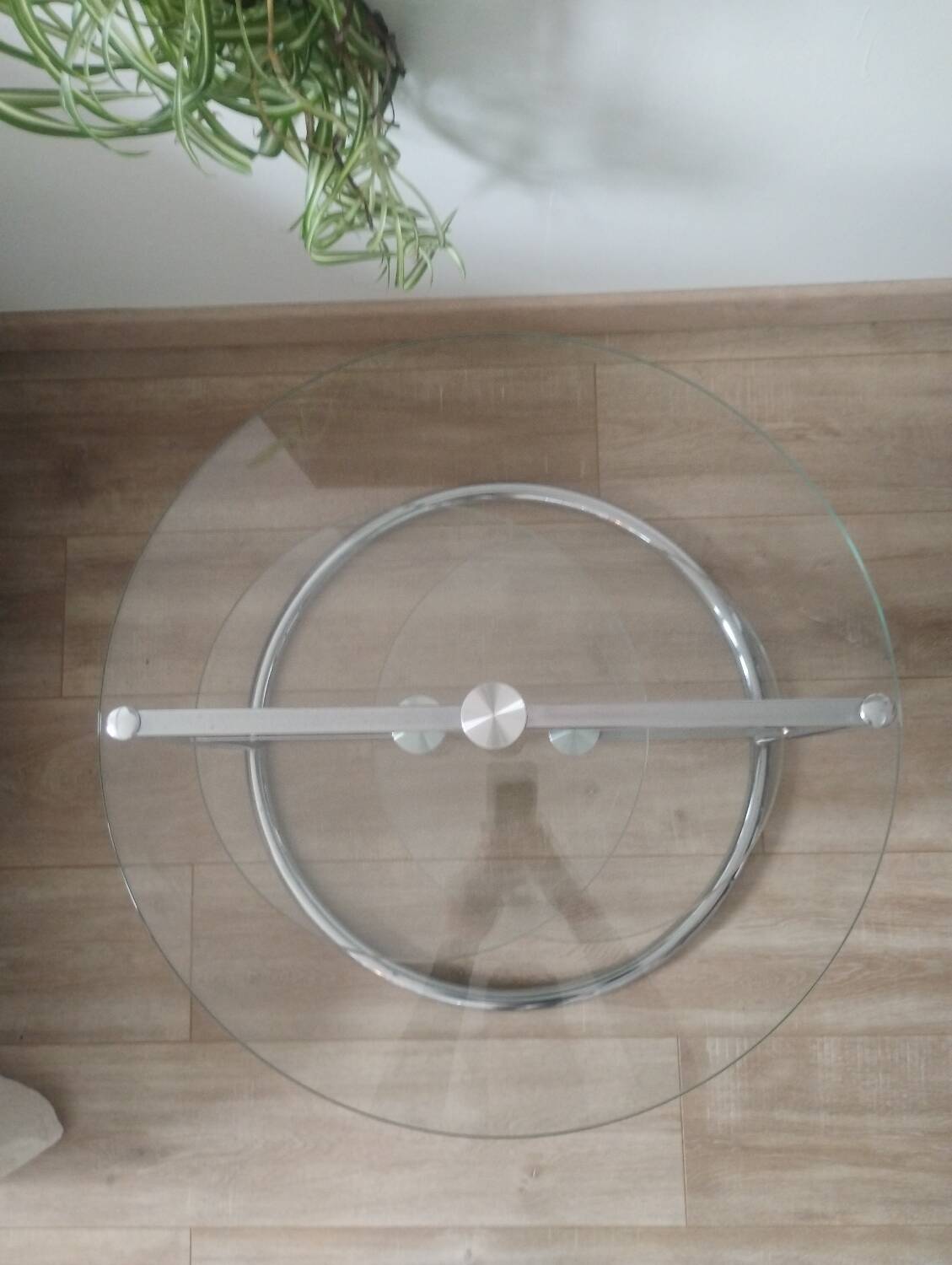 Table Basse en Verre et Métal Chromé