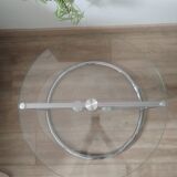 Table Basse en Verre et Métal Chromé