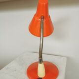 Vintage Orange Gooseneck Desk Lamp: 1970s Industrial Table Light