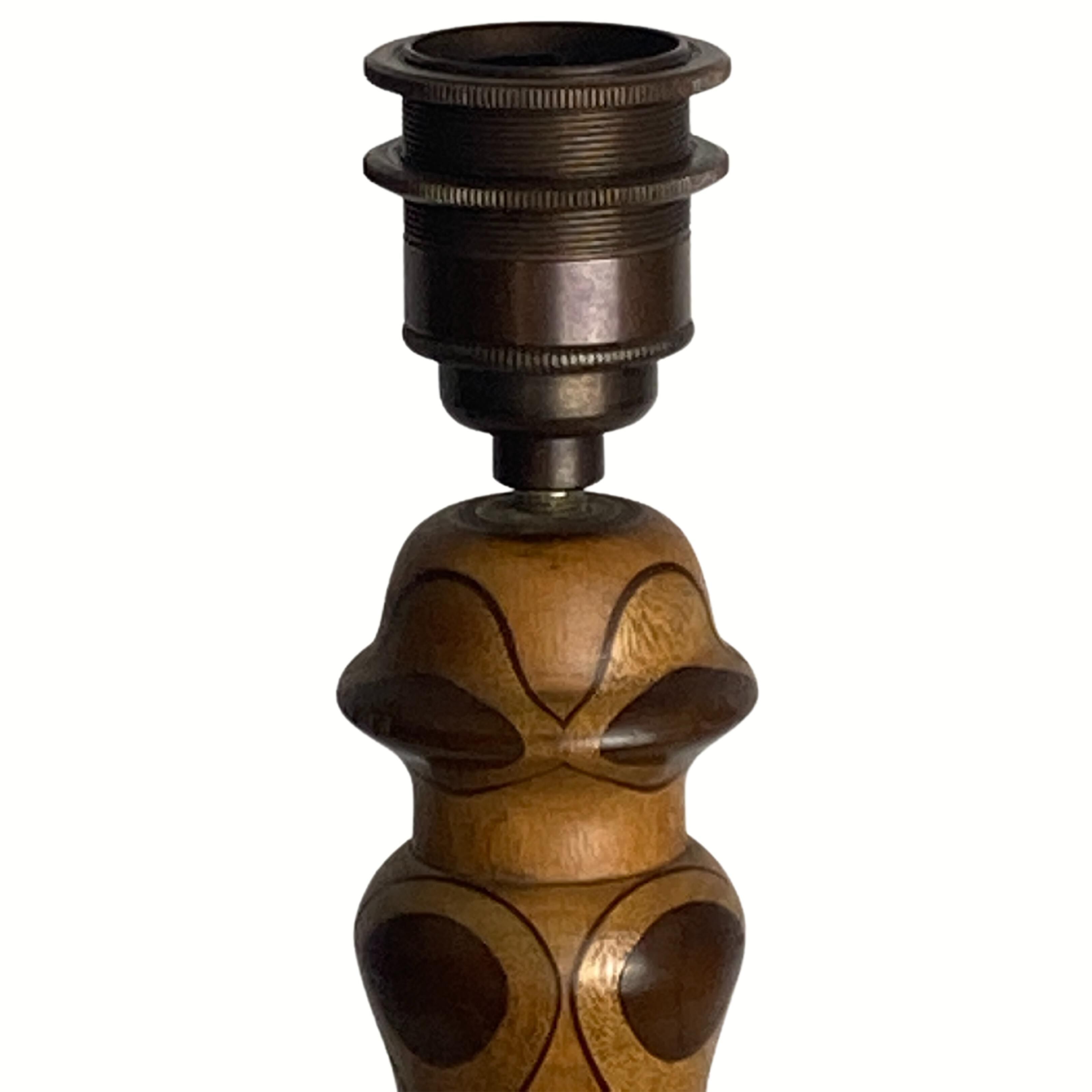 Art Deco Mid-Century Curved Wood Table Lamp, 1950s