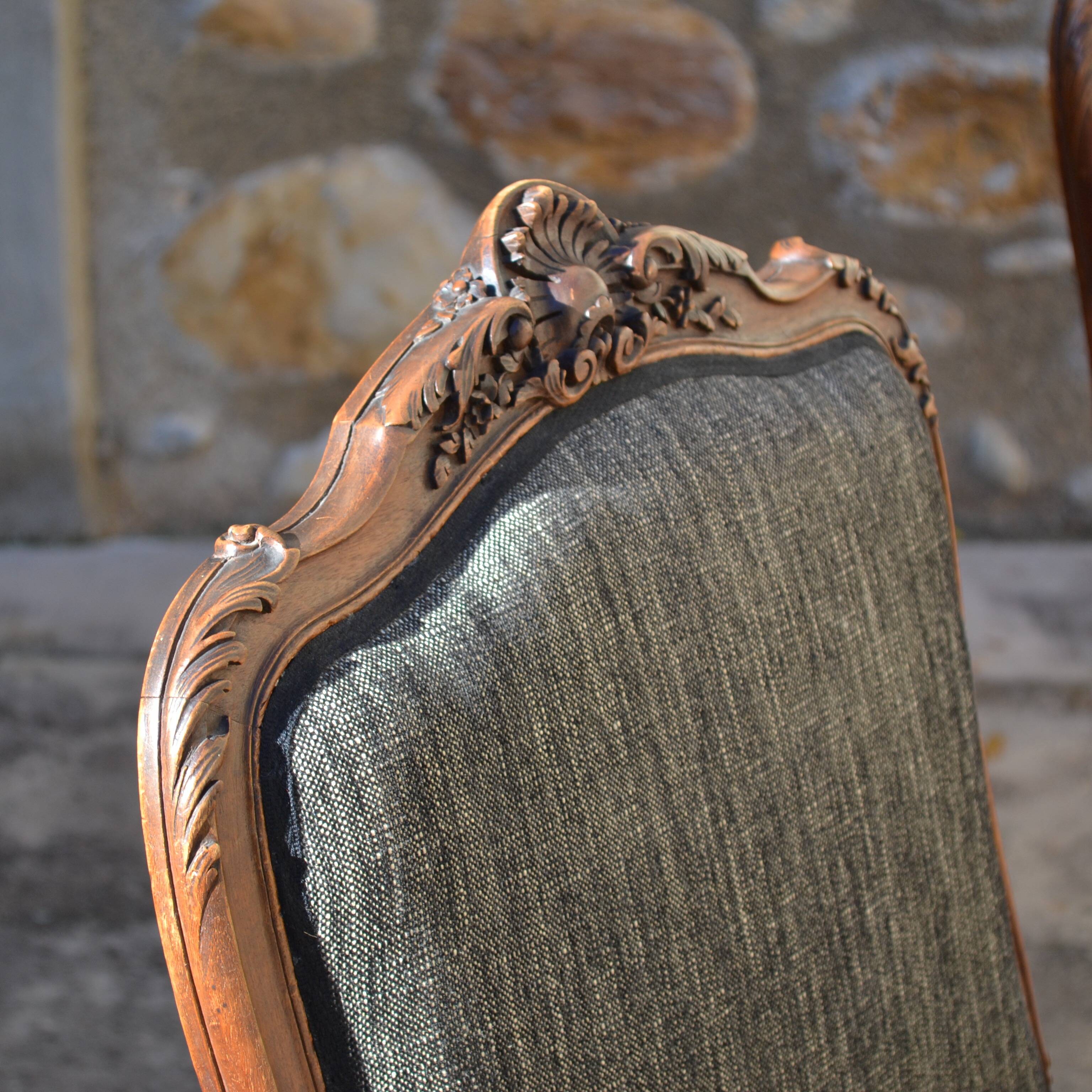 Walnut armchairs in Louis XV style, France