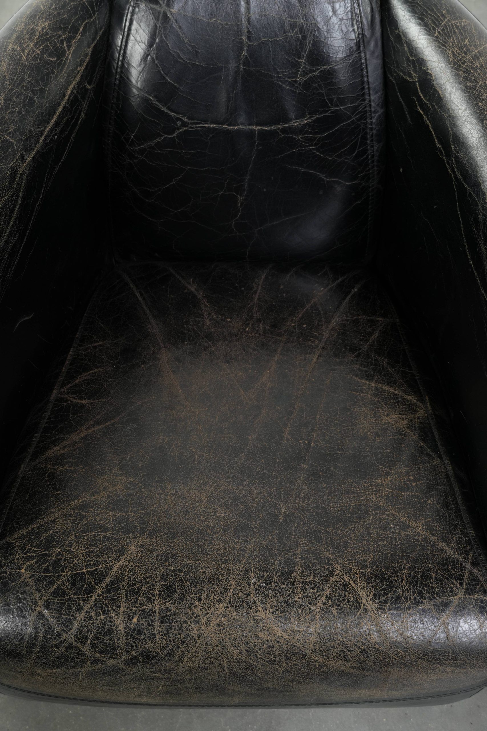 Set of two black vintage cowhide aviator design armchairs