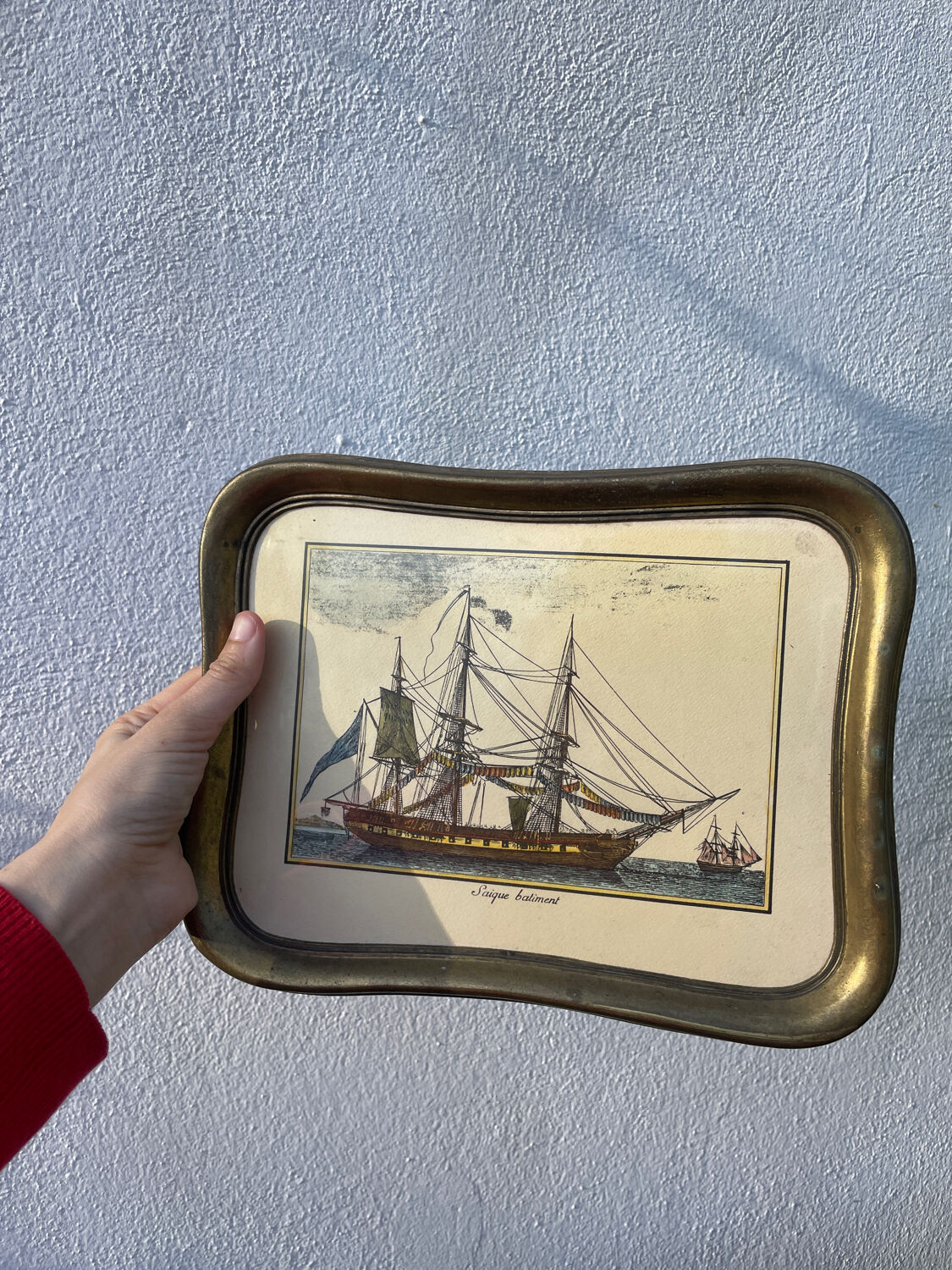 Cadre métal doré et bateau