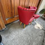 Set of mid-century sky red cocktail chairs, 1950s
