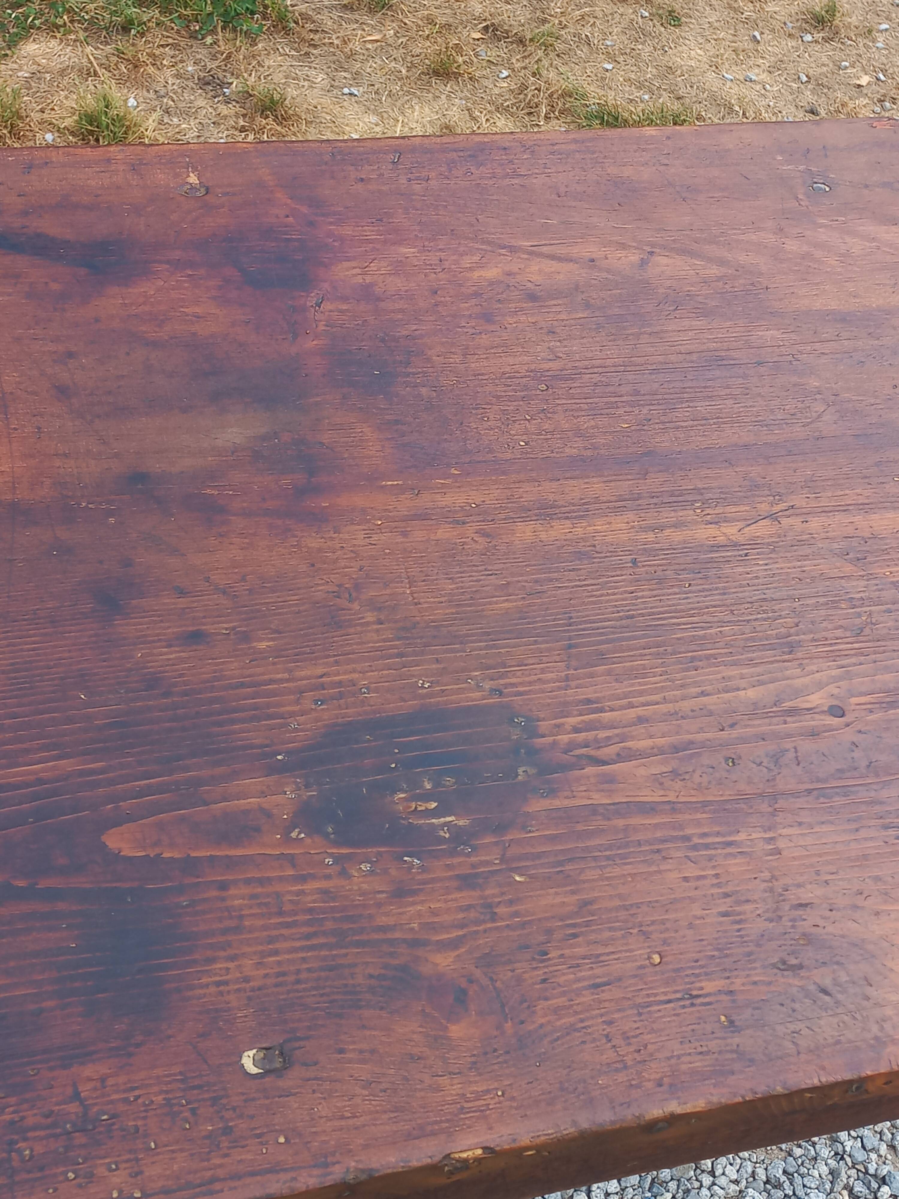 19th century farmhouse table with spindle legs, 225cm