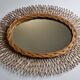 Original vintage rattan mirror, oval shape, 70 cm