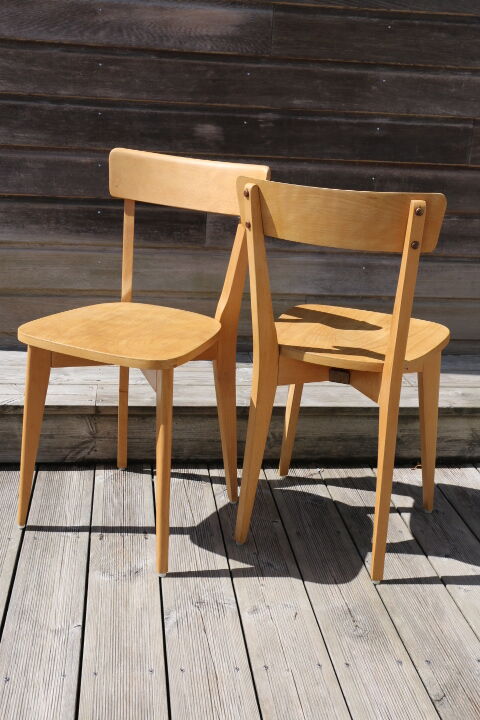 2 chairs 1950 light beech