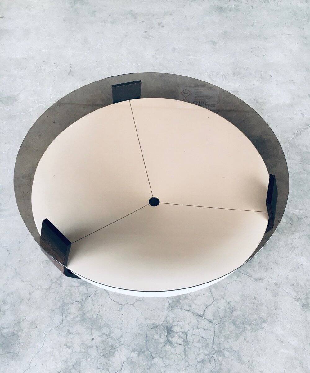 Mid-Century Modern Dutch Wenge & Smoke Glass Coffee Table, Netherlands, 1960s