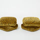 Pair of poufs velvet motifs 1970