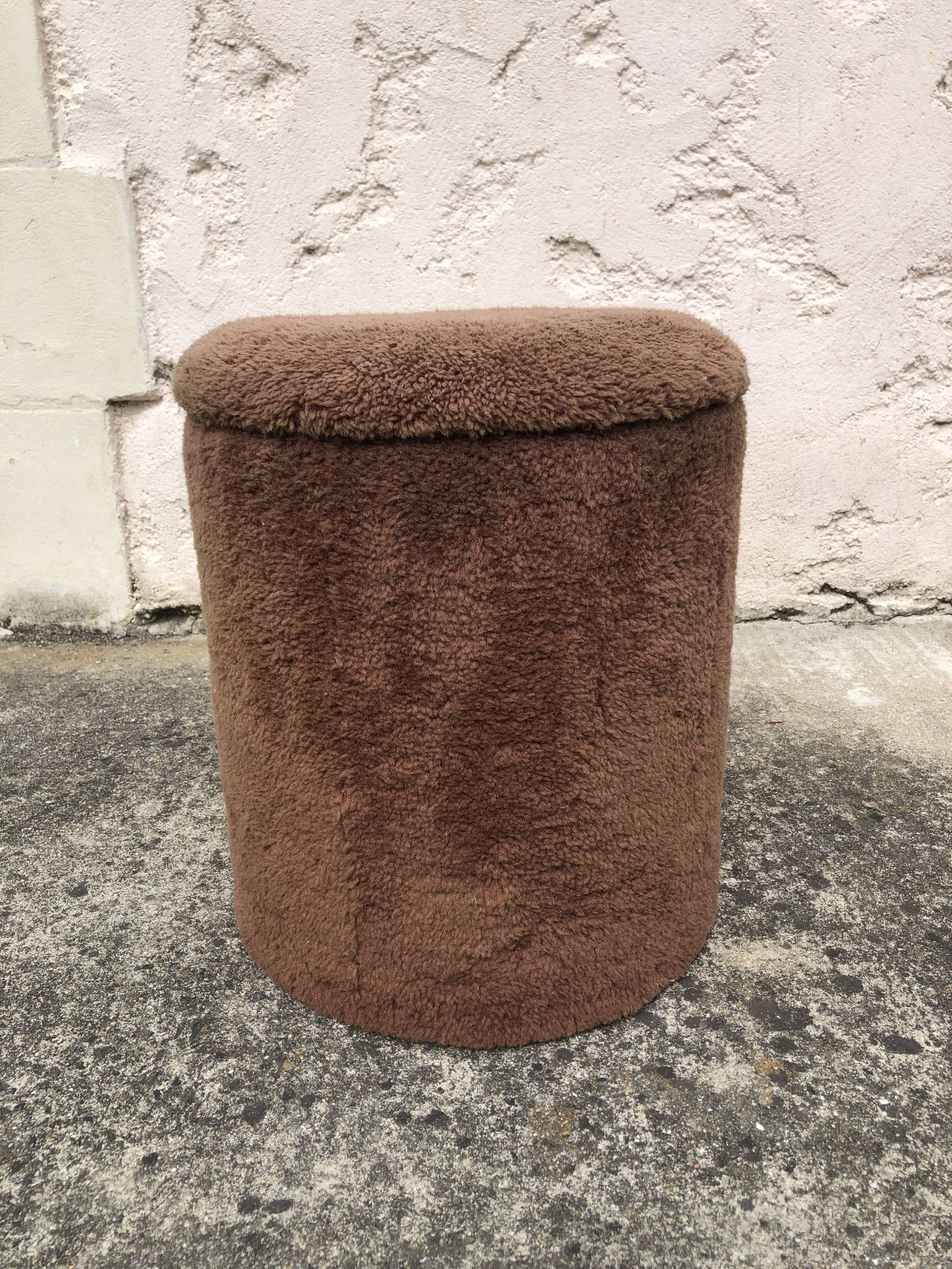 Chuff pouf in brown moumoute, 1970s