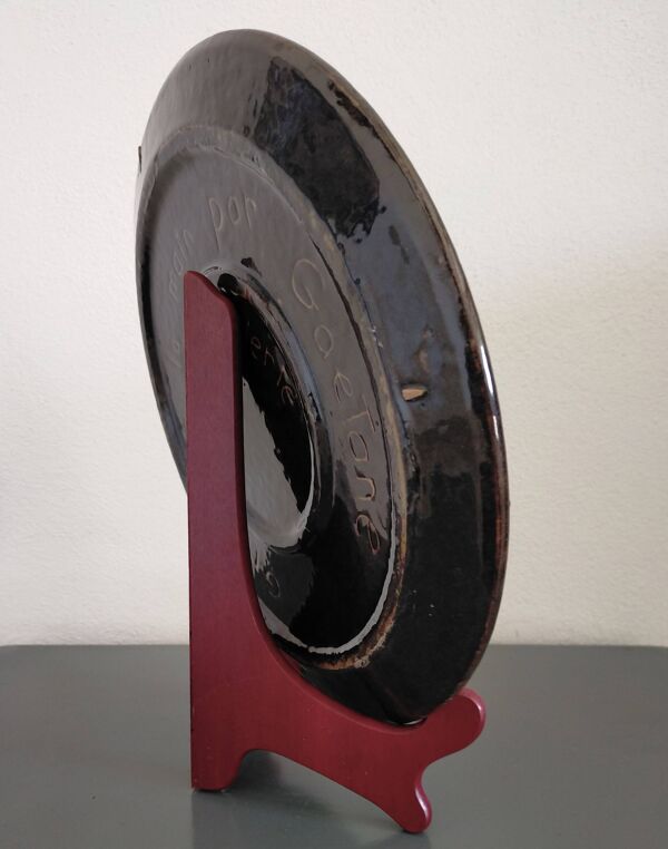 Plat du Dauphiné vintage en terre cuite vernissée Gaetana Décor vignes