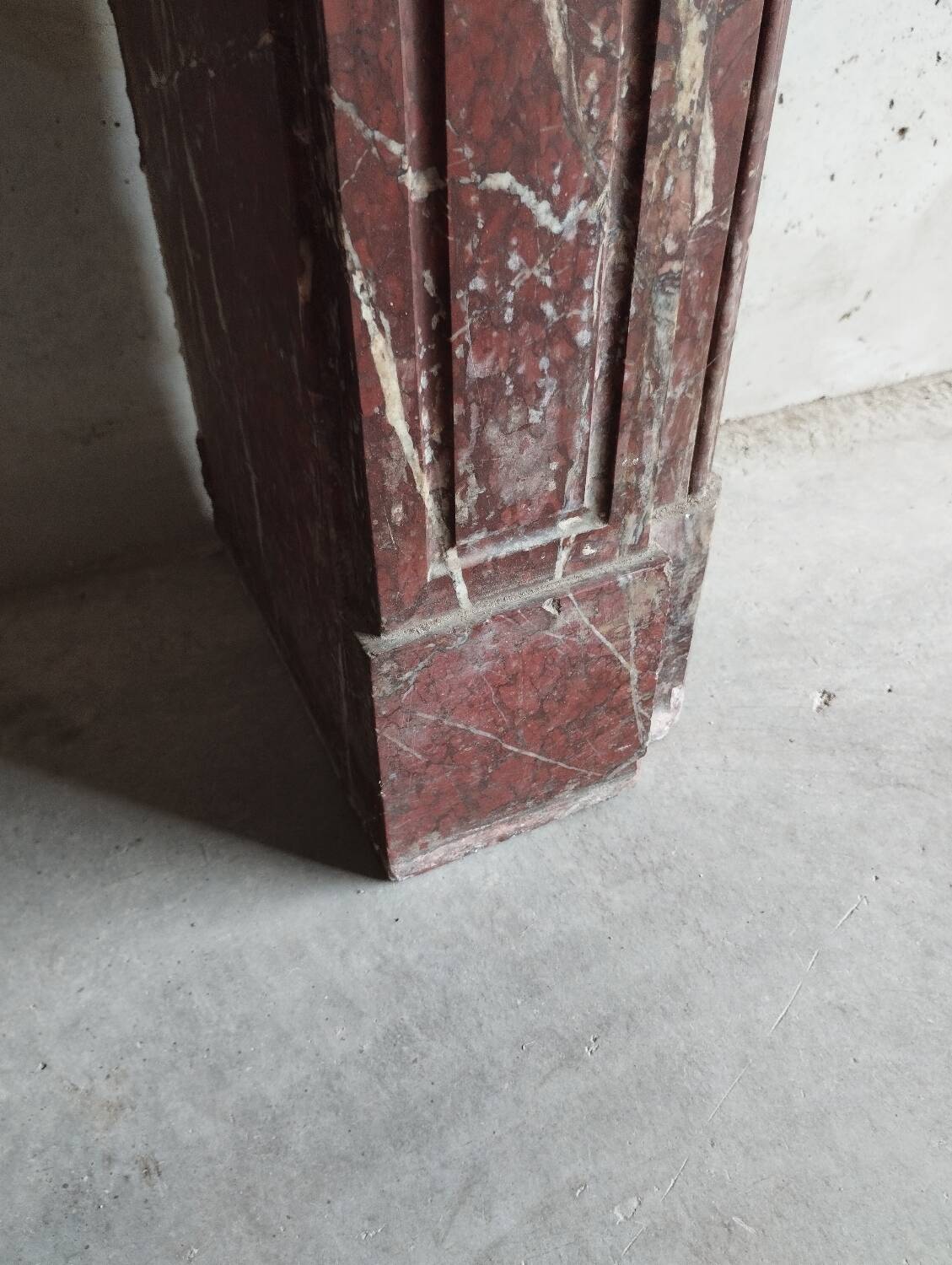 Old Louis XV red marble fireplace